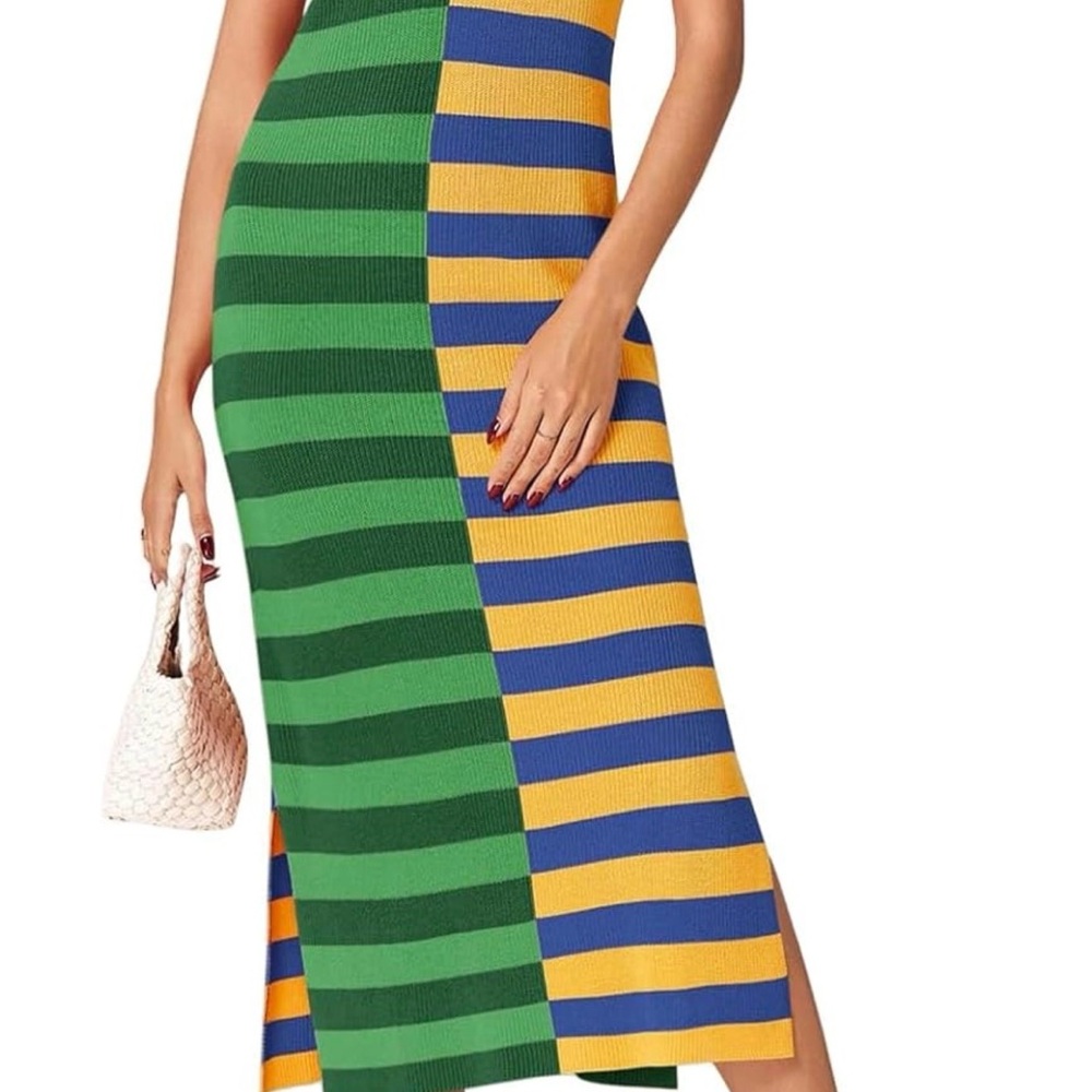 Striped Green and Yellow Women's Dressing